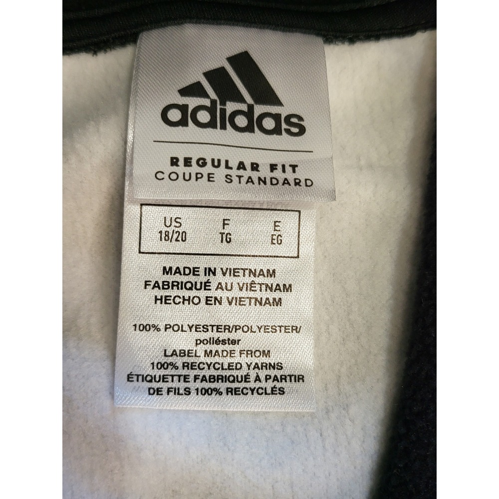Adidas Boys XL 18/20 Hoodie Black Blue Yellow All Over Logo Print AA7642 NEW - Picture 6 of 8